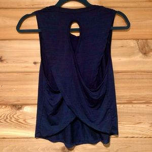 Navy Blue Cross Back Athletic Shirt